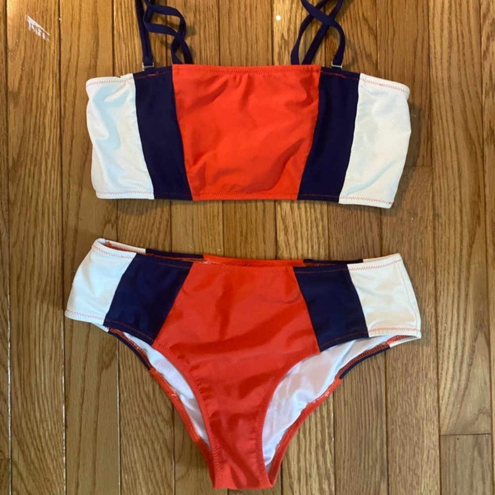 Cupshe | Red, White & Blue Bandeau Bikini set
